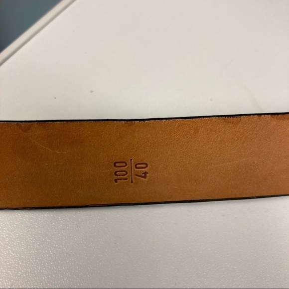 MARTIN DINGMAN Sz 40 Alligator Grain Italian Calfskin Solid Brass Buckle Belt - Picture 6 of 6